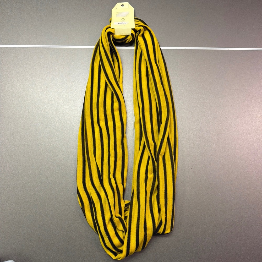 LOLO By New Dimensions‎ Yellow Black Striped Infinity Scarf Knit Loop  NWT
